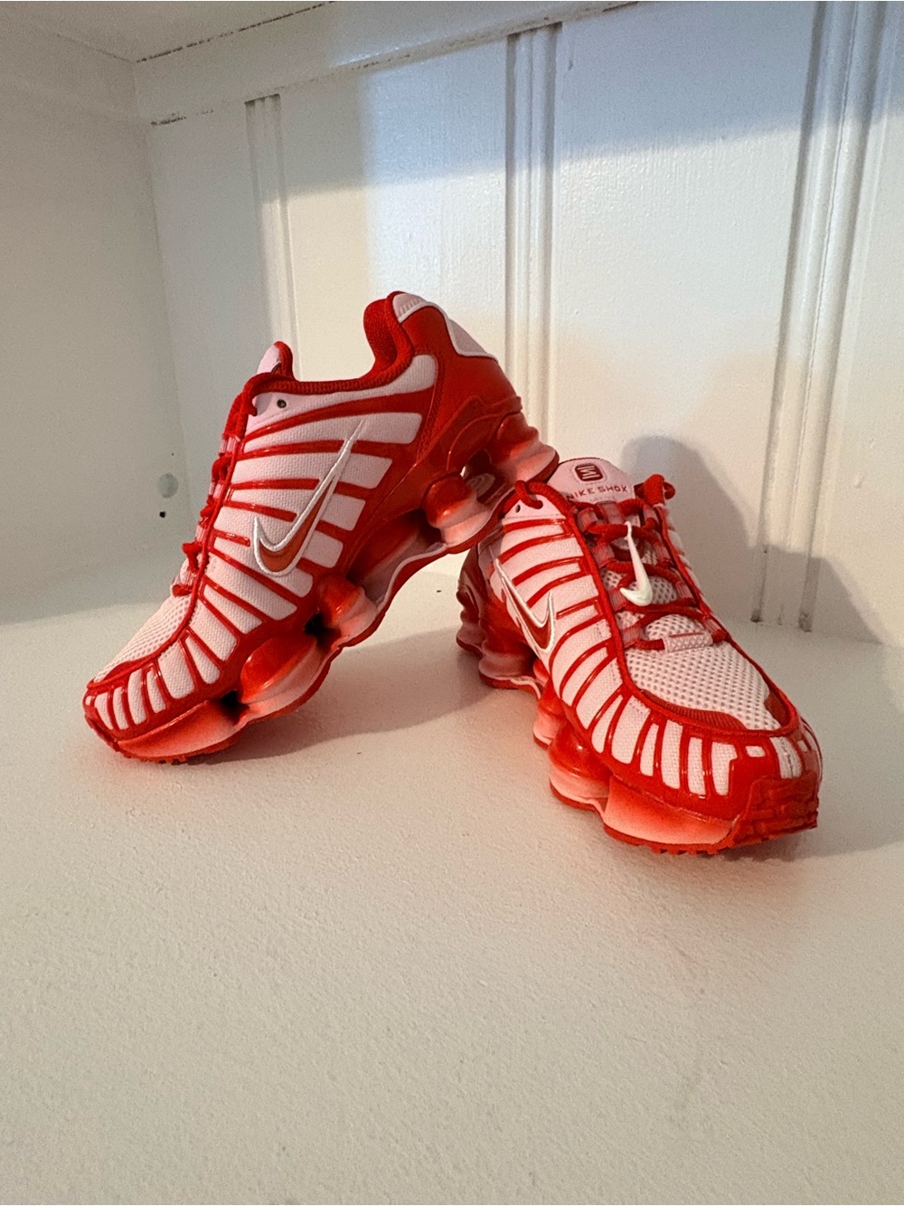Nike Kids Red and White Shox Athletic Sneakers - Picture 2 of 5